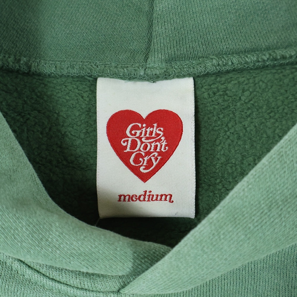 Girls Don't Cry(ガールズドントクライ) LOGO HOODIE ロゴプリント スウェット プルオーバー パーカー グリーン