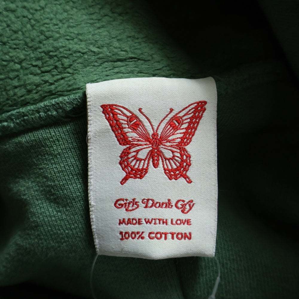 Girls Don't Cry(ガールズドントクライ) LOGO HOODIE ロゴプリント スウェット プルオーバー パーカー グリーン