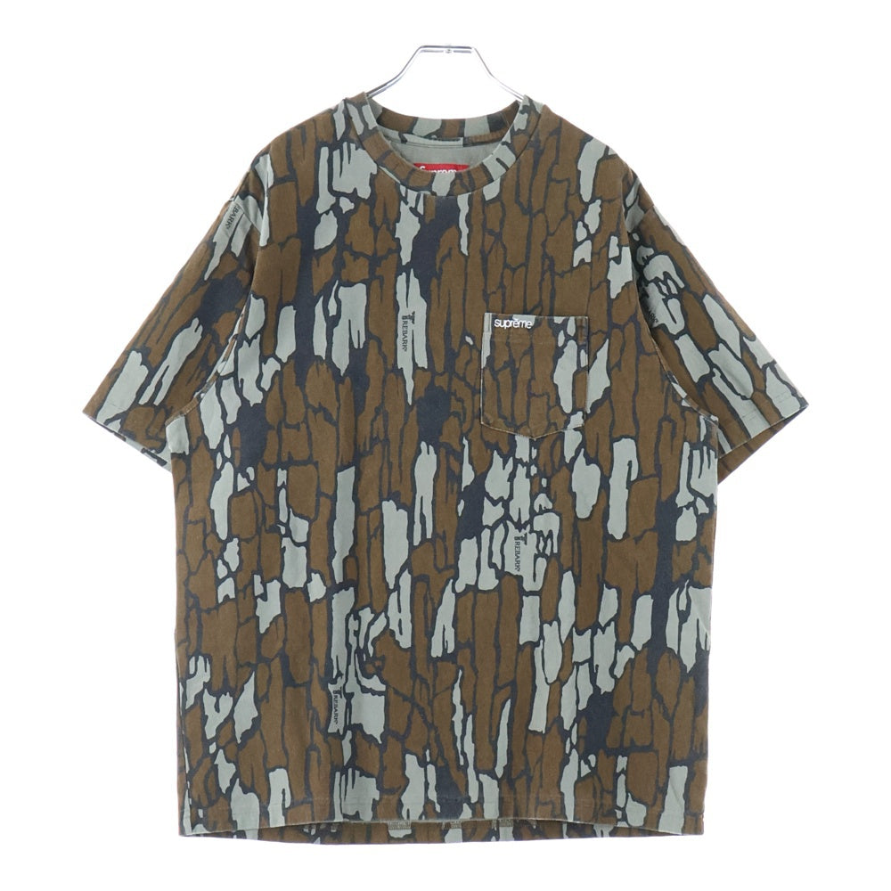 SUPREME(シュプリーム) 25SS Camo Small Box Tee スモールボックス カモ柄 胸ポケット ロゴ 刺繍 クルーネック カットソー 半袖 Tシャツ ブラウン
