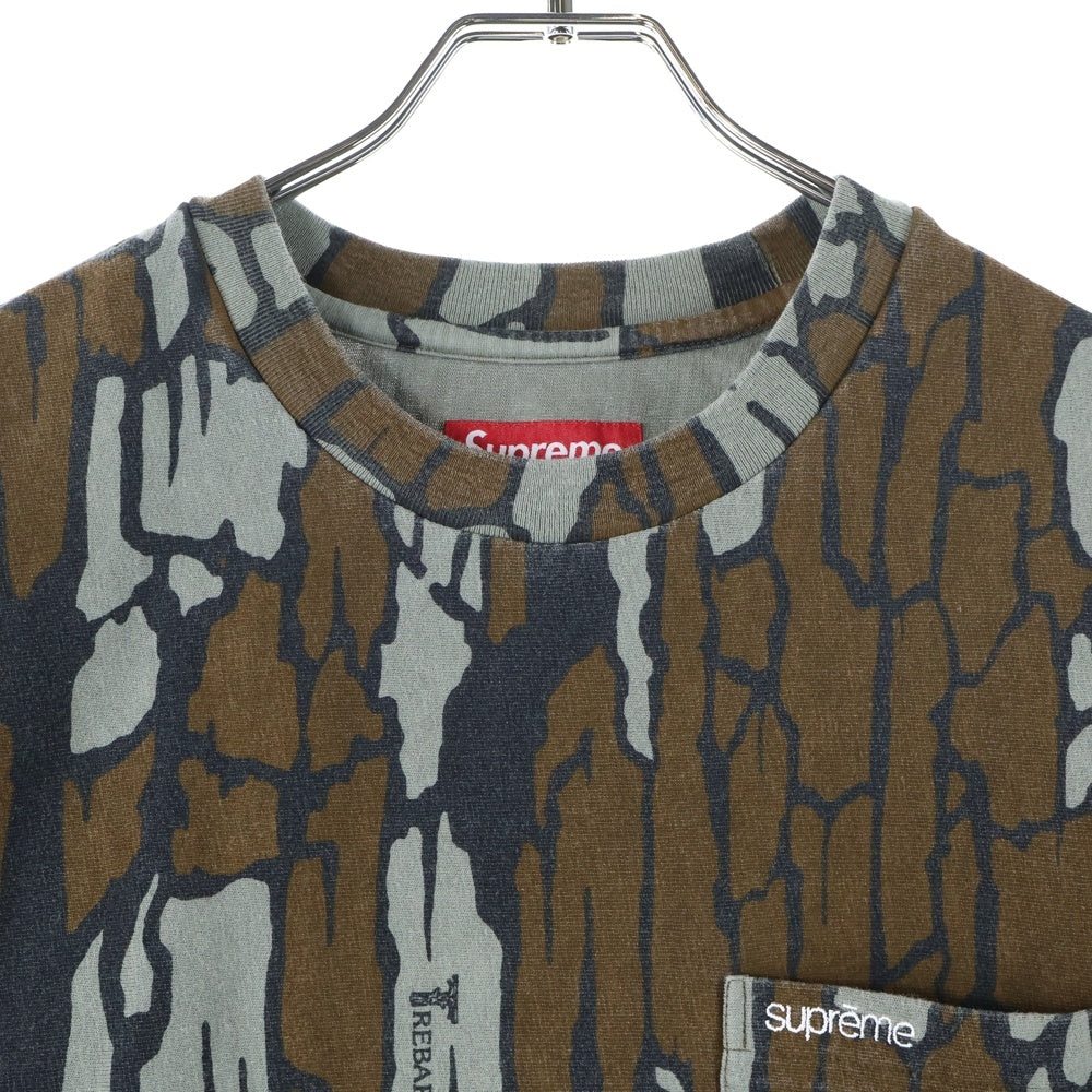 SUPREME(シュプリーム) 25SS Camo Small Box Tee スモールボックス カモ柄 胸ポケット ロゴ 刺繍 クルーネック カットソー 半袖 Tシャツ ブラウン