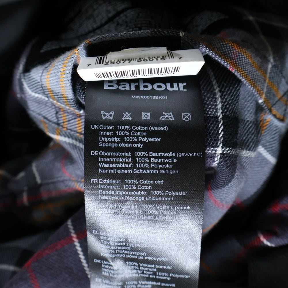 Barbour(バブアー) BEDALE WAX JACKET ビデイル 裏地チェック オイルド ジャケット ブルゾン ブラック MWX0018BK9134