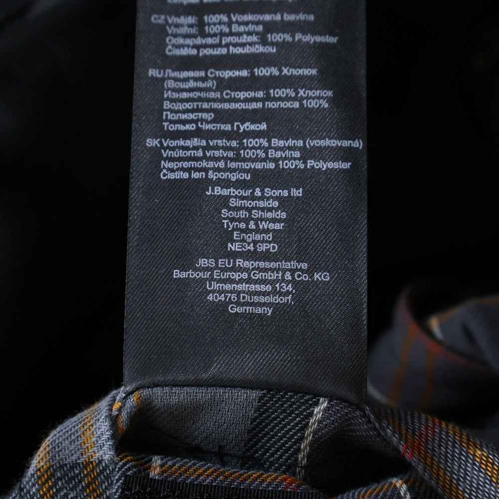 Barbour(バブアー) BEDALE WAX JACKET ビデイル 裏地チェック オイルド ジャケット ブルゾン ブラック MWX0018BK9134