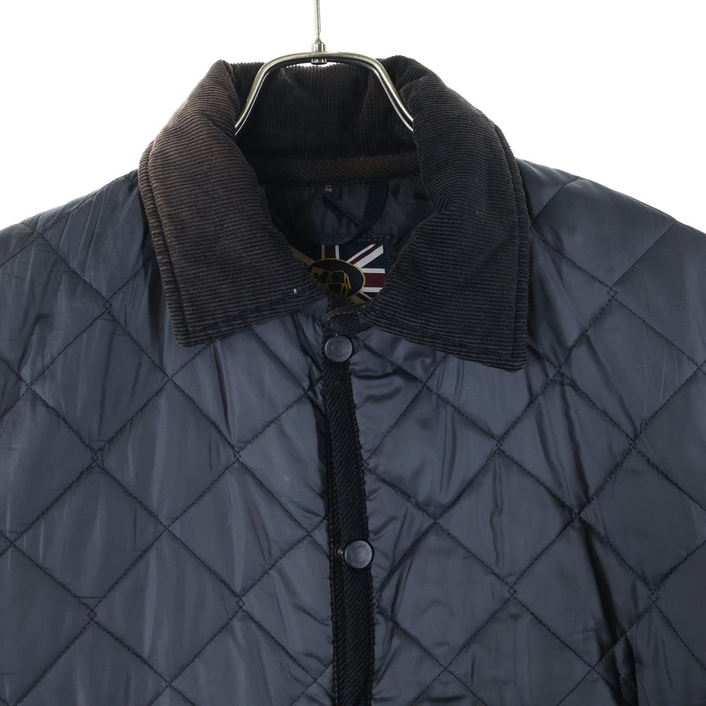 LAVENHAM(ラベンハム) 19AW WEYBREAD JACKET ウェイブレッド 中綿入り 襟コーデュロイ キルティングコート ブルゾン ブラック LVH-19-BP