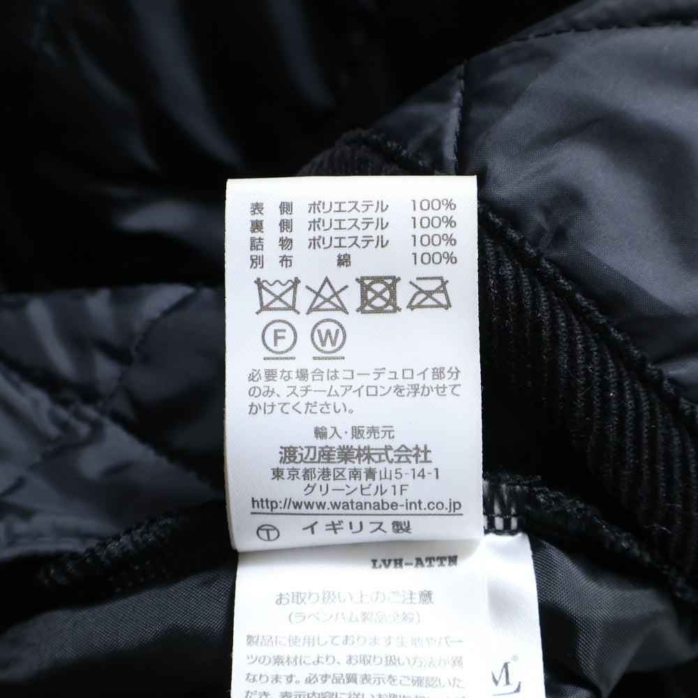 LAVENHAM(ラベンハム) 19AW WEYBREAD JACKET ウェイブレッド 中綿入り 襟コーデュロイ キルティングコート ブルゾン ブラック LVH-19-BP