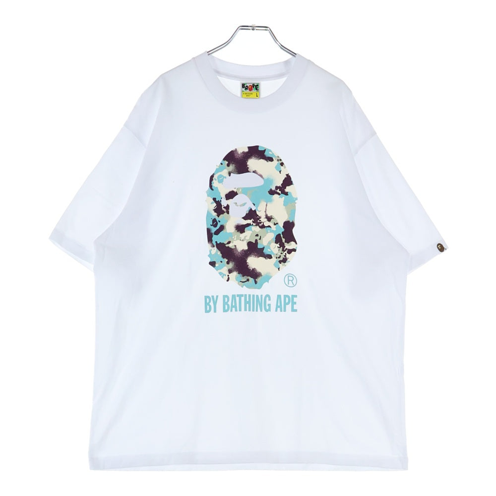 A BATHING APE(アベイシングエイプ) MAP CAMO RELAXED FIT TEE マップカモ リラックス フィット フロント ロゴ プリント クルーネック 半袖 カットソー Tシャツ ホワイト