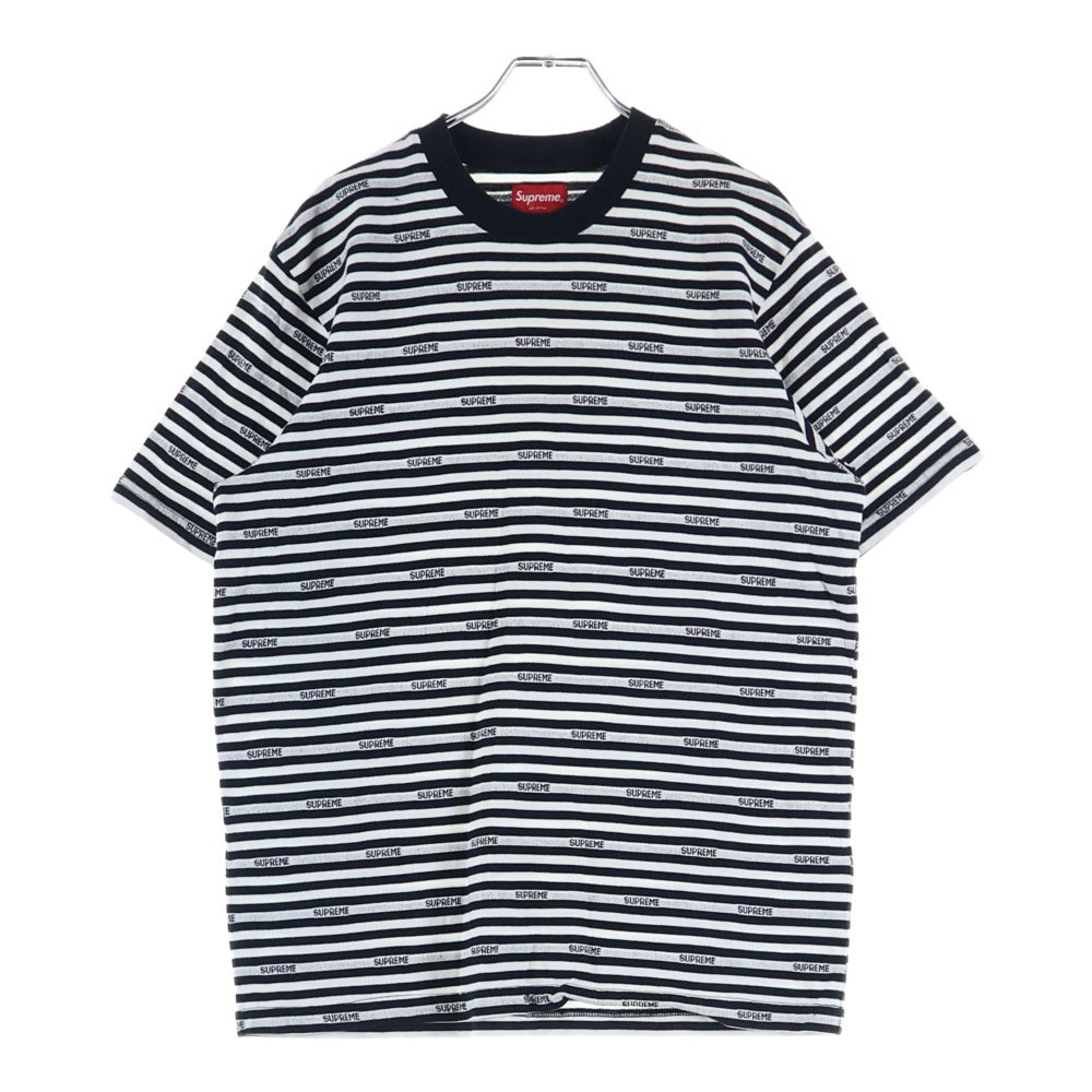 SUPREME(シュプリーム) 19SS Logo Stripe S/S Top ロゴストライプ 半袖Tシャツ カットソー ホワイト/ブラック