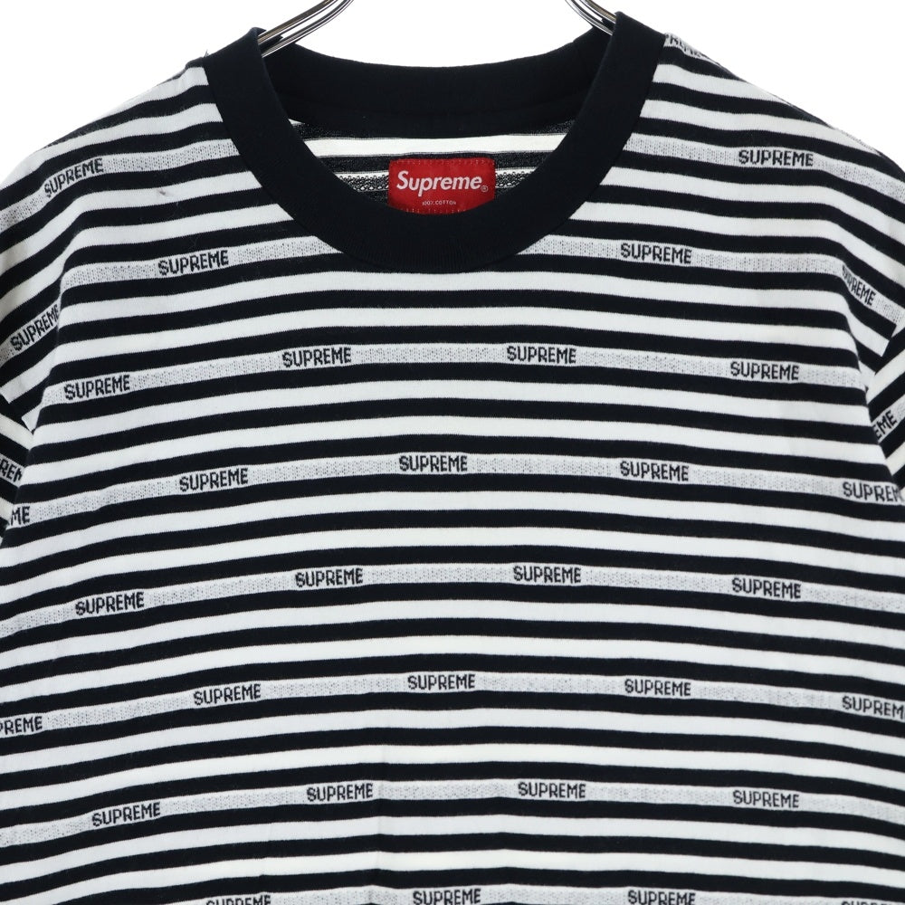 SUPREME(シュプリーム) 19SS Logo Stripe S/S Top ロゴストライプ 半袖Tシャツ カットソー ホワイト/ブラック
