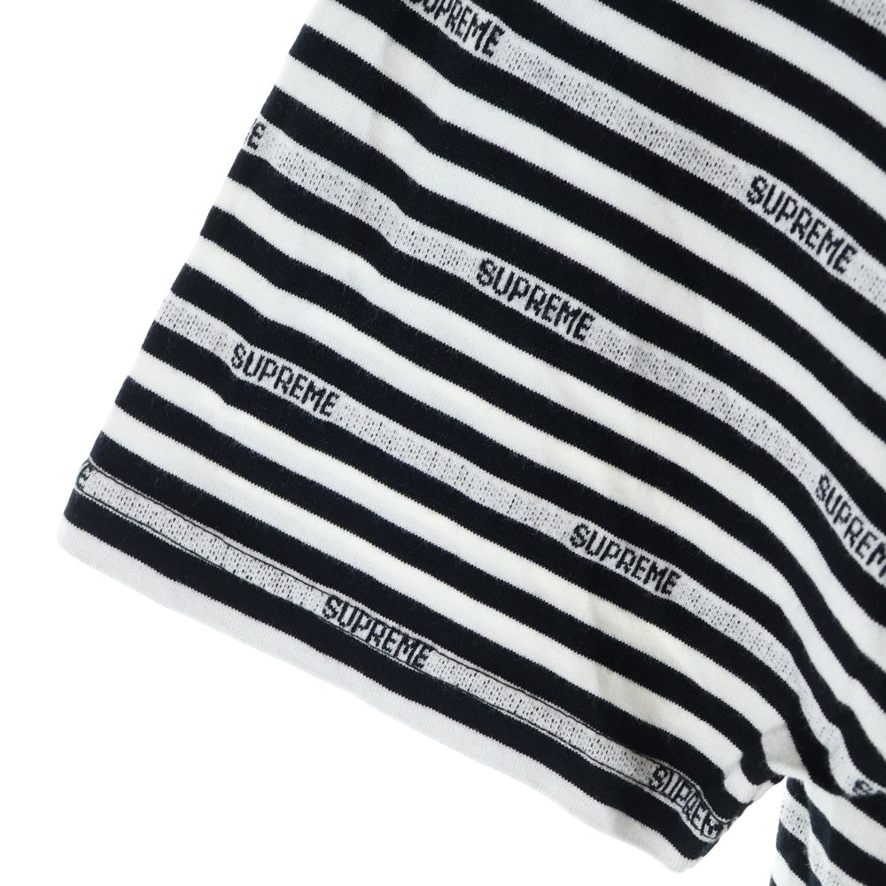 SUPREME(シュプリーム) 19SS Logo Stripe S/S Top ロゴストライプ 半袖Tシャツ カットソー ホワイト/ブラック