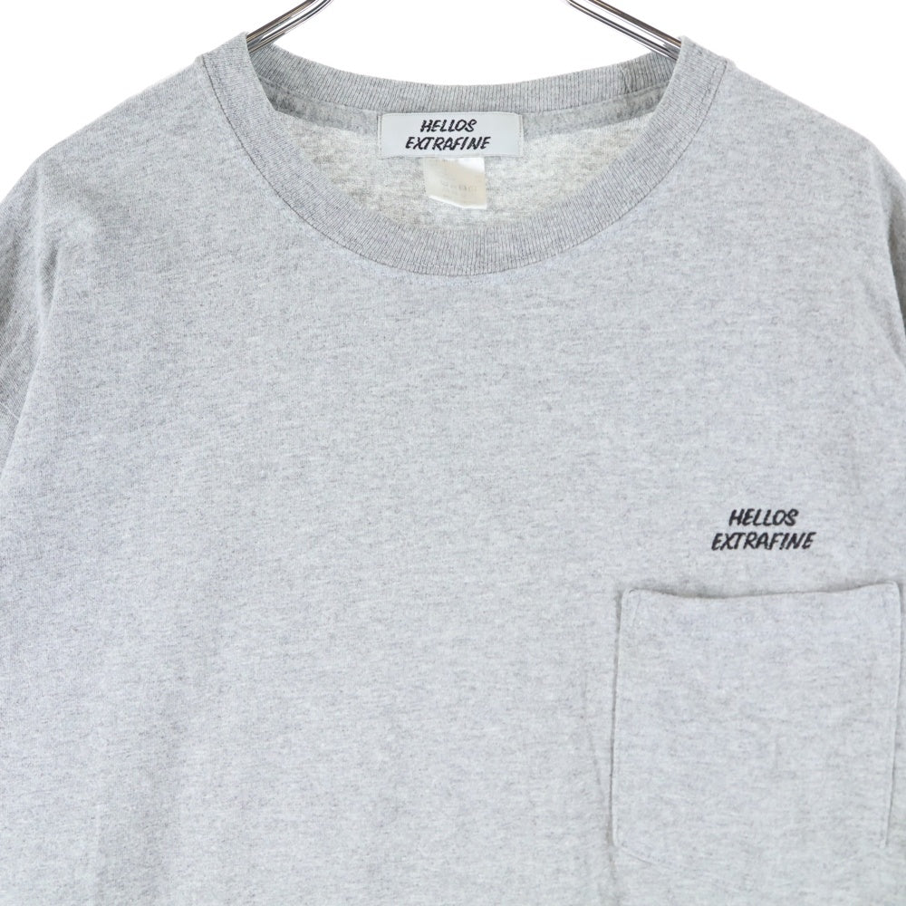 NO BRAND(ノーブランド) HELLOS EXTRAFINE フロントプリント 長袖TシャツロンT カットソー グレー