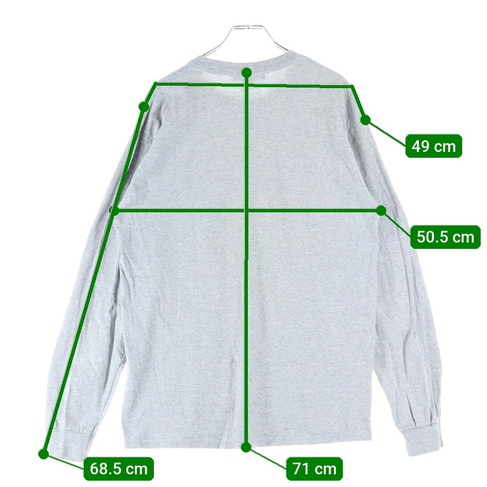 NO BRAND(ノーブランド) HELLOS EXTRAFINE フロントプリント 長袖TシャツロンT カットソー グレー