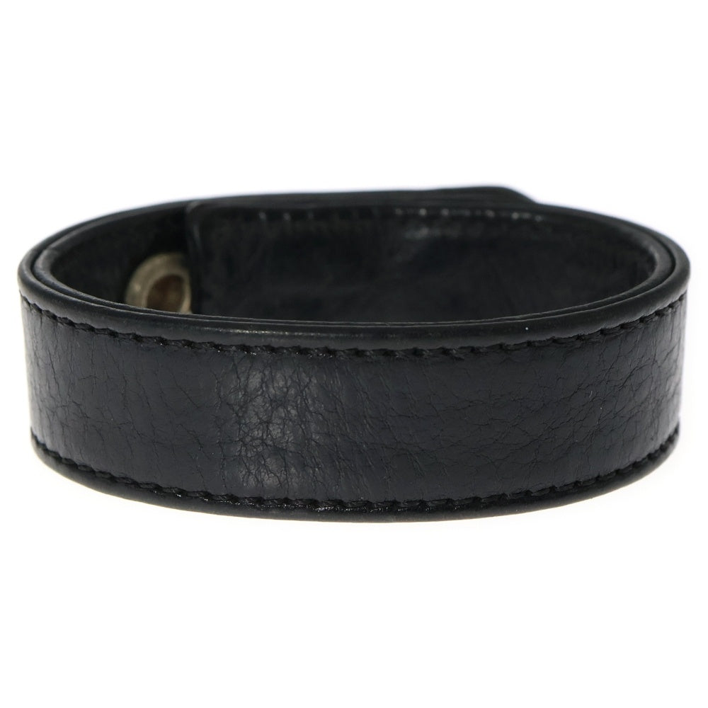 CHROME HEARTS(クロムハーツ) 3BTN 2SNP クロスボール 3ボタン2スナップ レザーブレスレット ブラック/シルバー BCA123