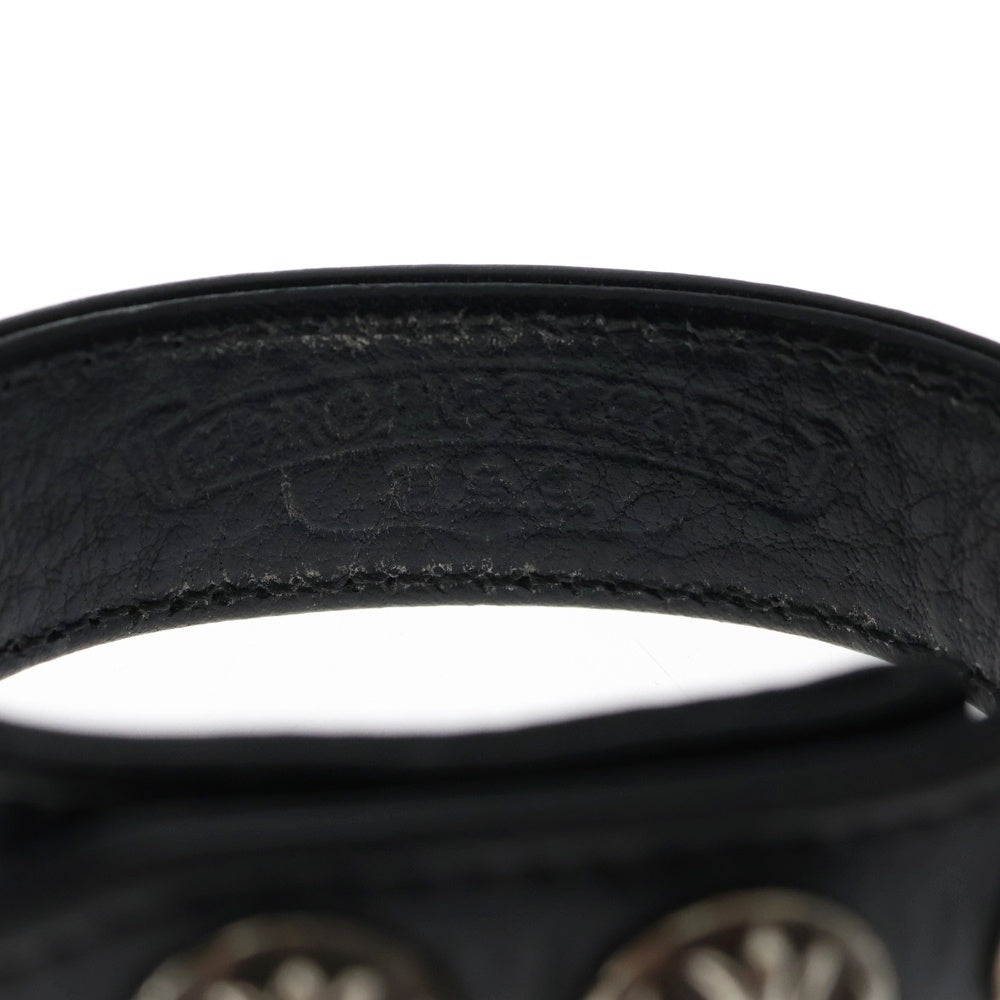 CHROME HEARTS(クロムハーツ) 3BTN 2SNP クロスボール 3ボタン2スナップ レザーブレスレット ブラック/シルバー BCA123
