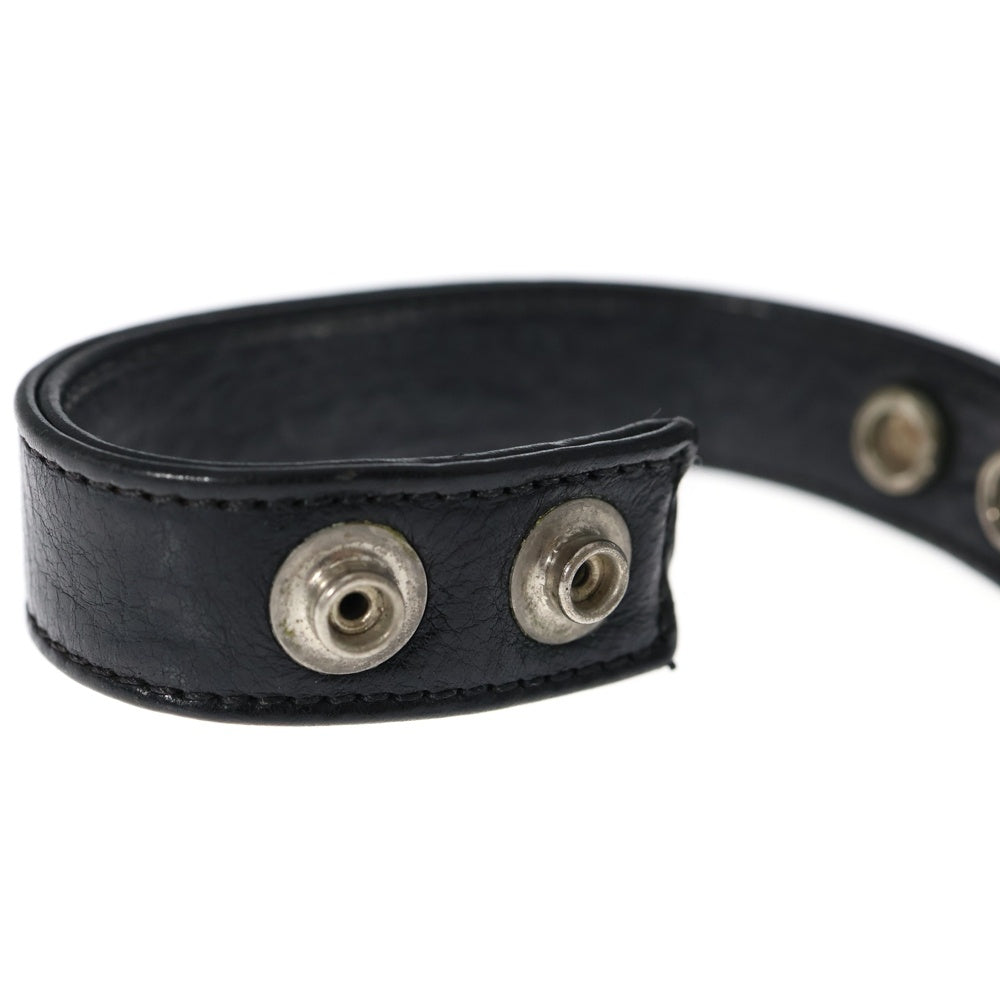 CHROME HEARTS(クロムハーツ) 3BTN 2SNP クロスボール 3ボタン2スナップ レザーブレスレット ブラック/シルバー BCA123