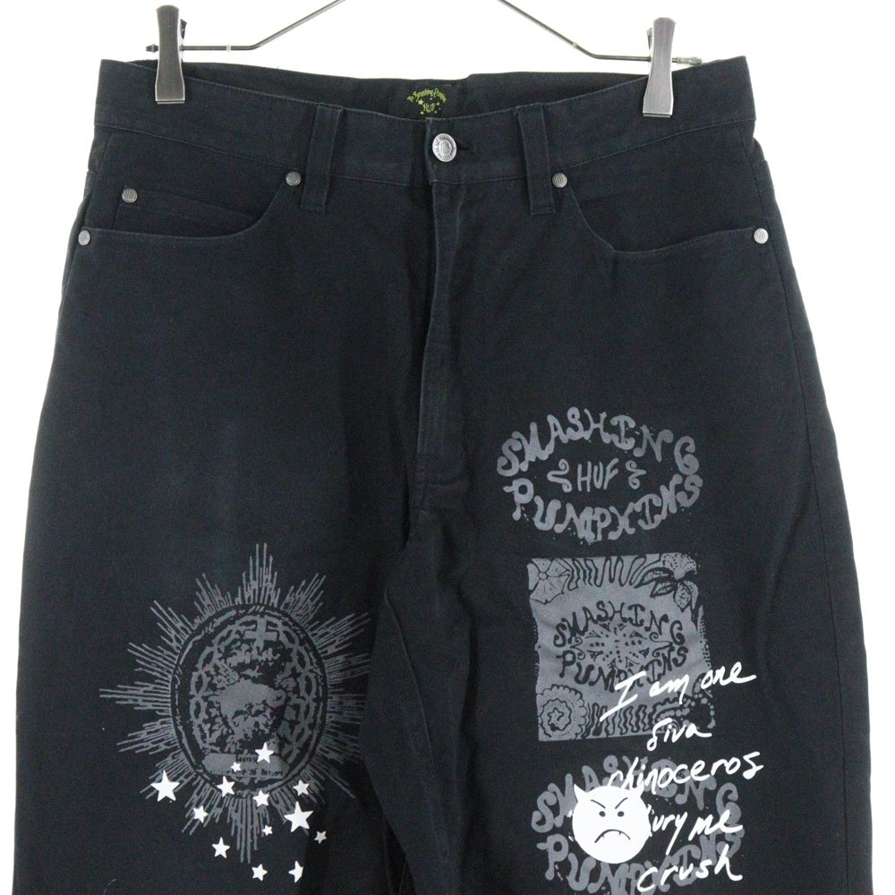 HUF(ハフ) ×The Smashing Pumpkins ザ・スマッシング パンプキンズ グラフィティアート プリント チノパンツ ブラック
