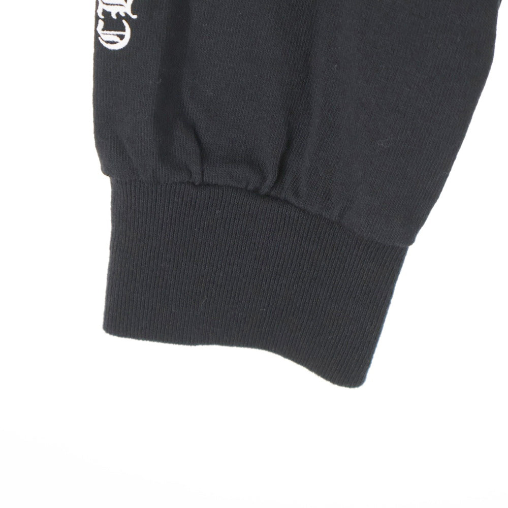 CHROME HEARTS(クロムハーツ) FLRL CRS L/S TEE バーティカルロゴ バックフローラルクロス フロントポケット クルーネック 長袖Tシャツ ロンT ブラック
