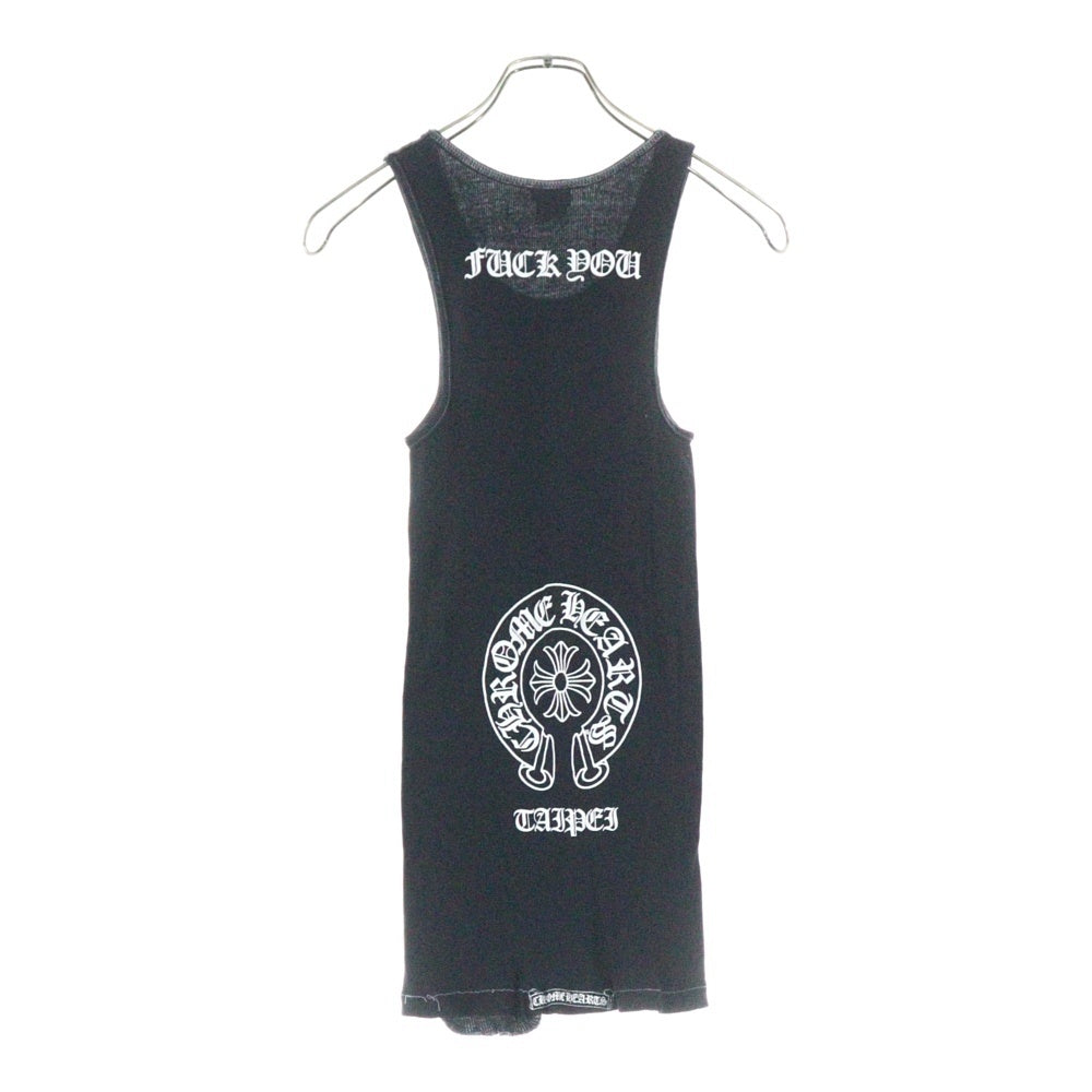 CHROME HEARTS(クロムハーツ) OLD Taipei FUCK YOU T-BAR TANK TOP オールドモデル 台湾限定 ファックユー Tバー バックホースシュープリント タンクトップ ノースリーブ ブラック