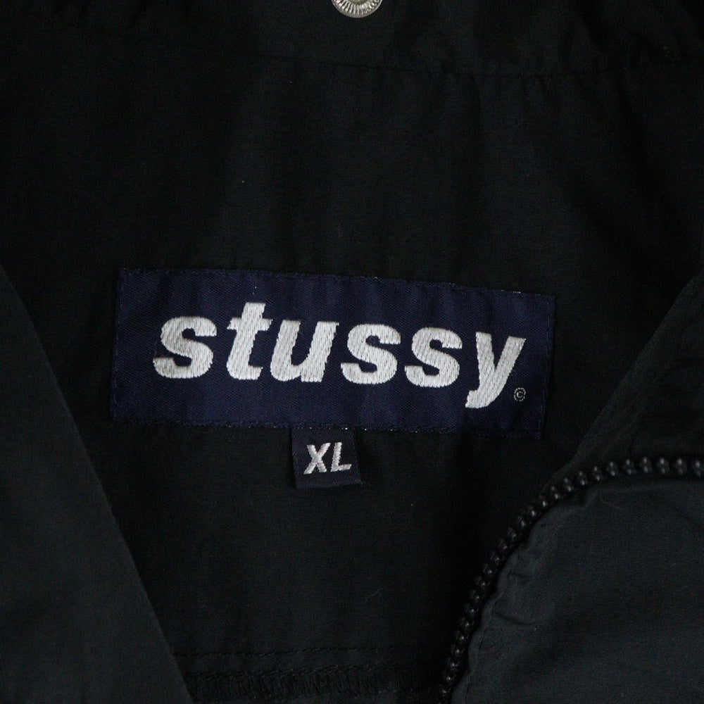 STUSSY(ステューシー) 90s OLD STUSSY オールドステューシー 紺タグ USA製 セーリング ナイロンジャケット ブルゾン フーディー ブラック