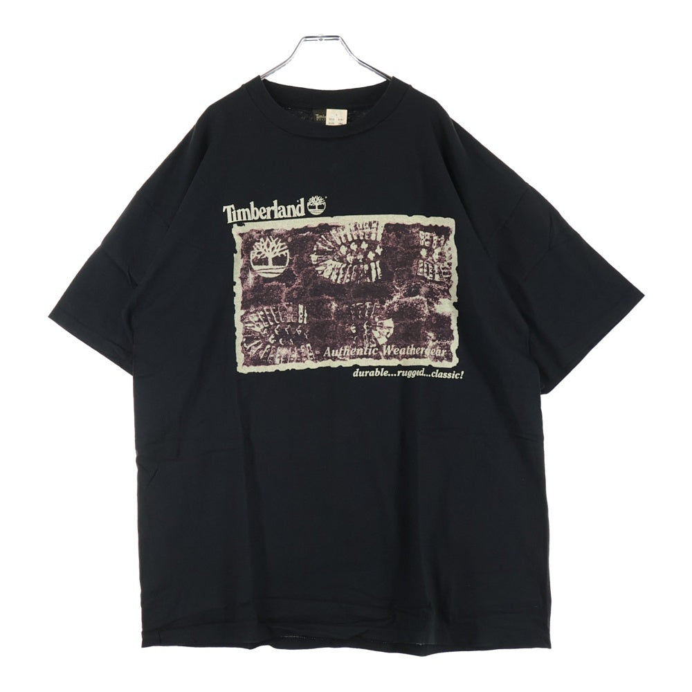 Timberland(ティンバーランド) 90s Authentic Weathergear フロントプリント クルーネック 半袖Tシャツ カットソー ブラック