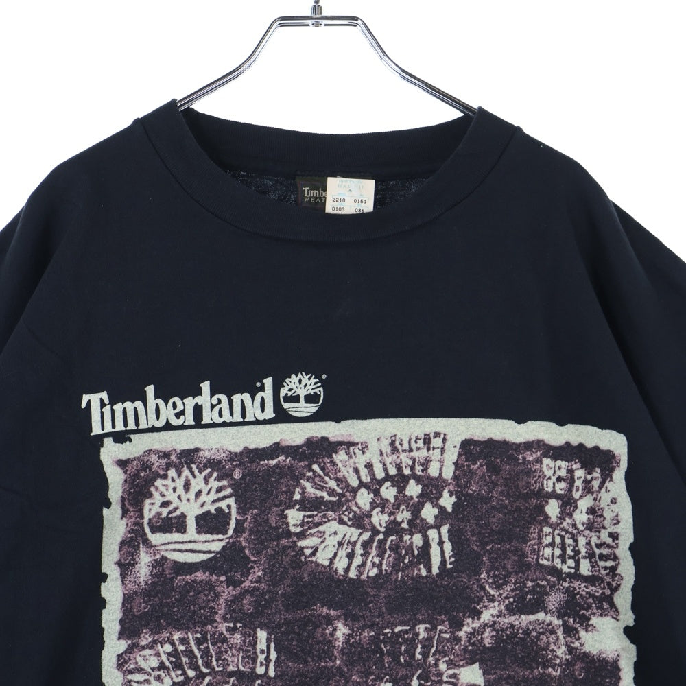 Timberland(ティンバーランド) 90s Authentic Weathergear フロントプリント クルーネック 半袖Tシャツ カットソー ブラック