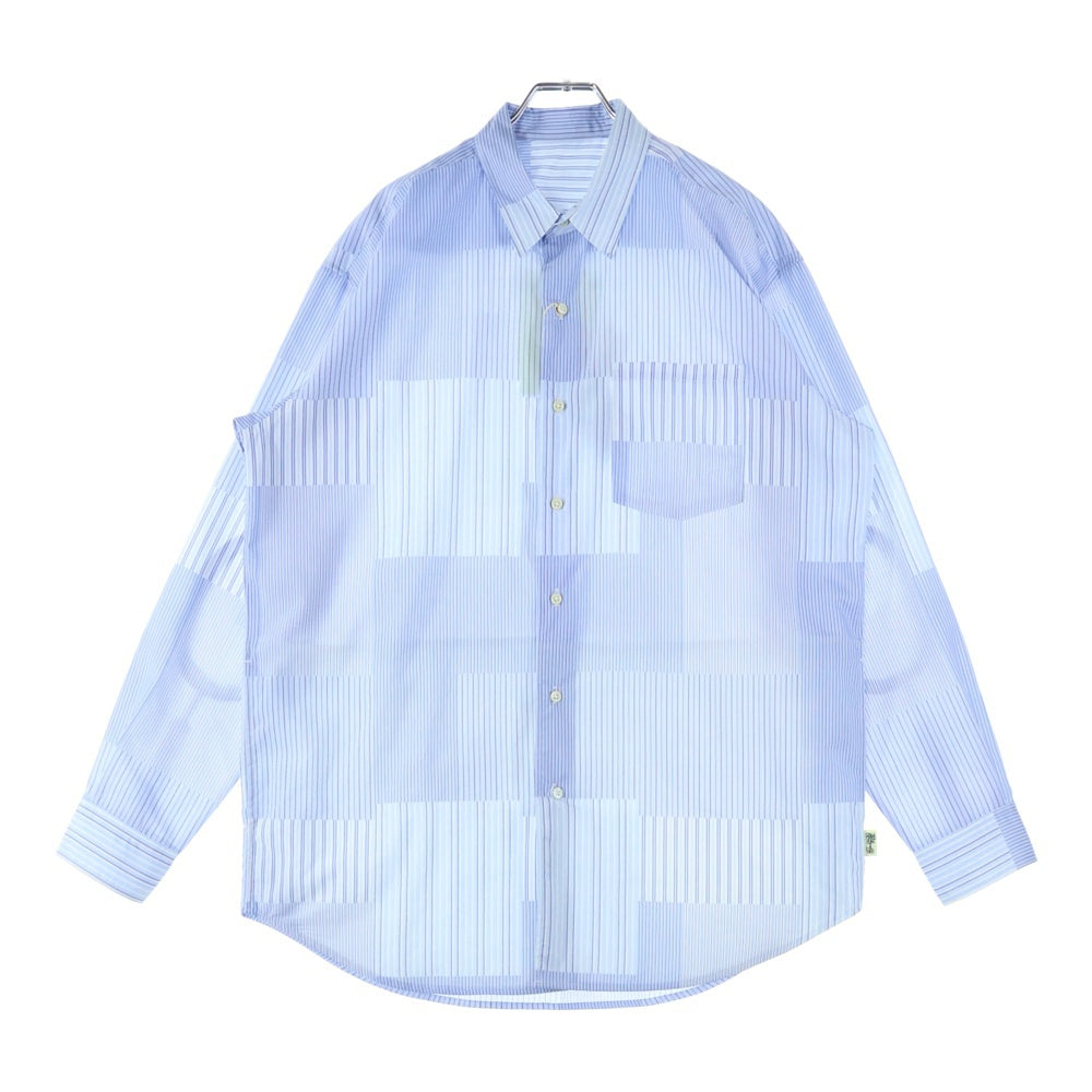 SSZ(エスエスズィー) 18SS SURF&SK8 BoltLeG ELBOW SHIRT サーフ&スケート ブートレグ ストライプ エルボー 長袖シャツ ブルー