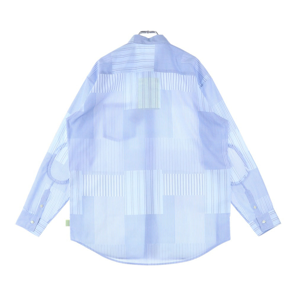 SSZ(エスエスズィー) 18SS SURF&SK8 BoltLeG ELBOW SHIRT サーフ&スケート ブートレグ ストライプ エルボー 長袖シャツ ブルー