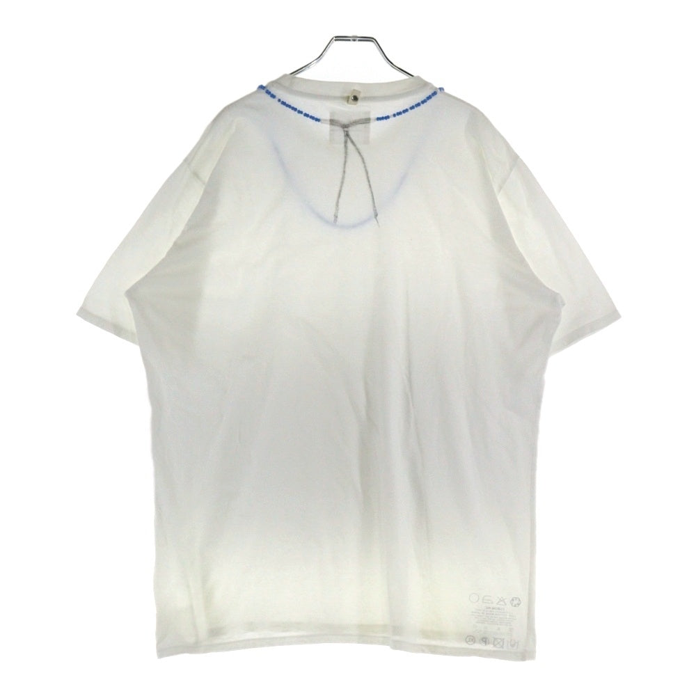 VISVIM(ヴィスヴィム) 00s 初期 ビーズT 青ビーズ ホワイトハーツ ネックレスプリント クルーネック 半袖Tシャツ カットソー ホワイト