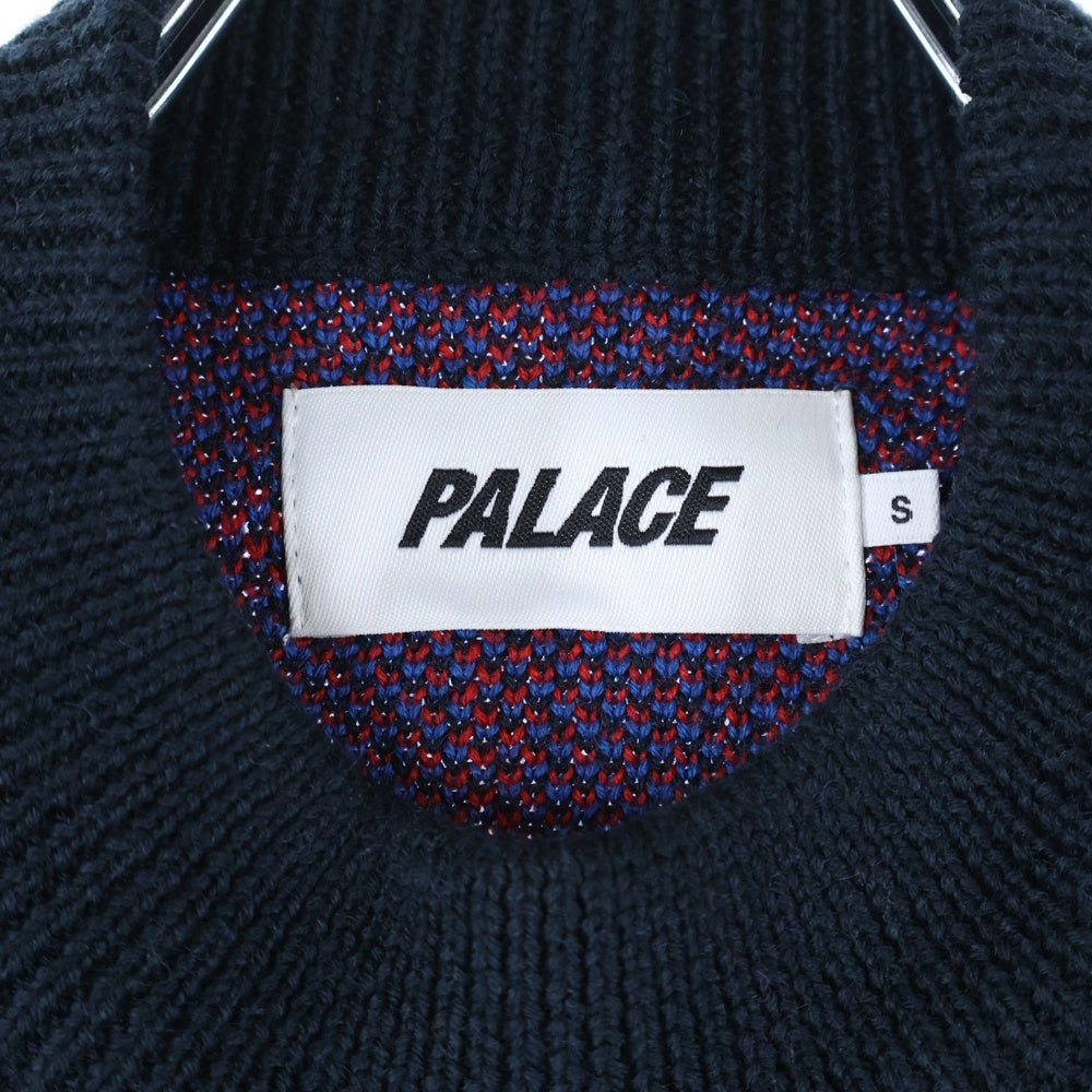 Palace Skateboards(パレススケートボーズ) 17AW Potala Knit ポタラ フロッキープリント タータンチェック クルーネック ニットセーター ブルー/ブラック