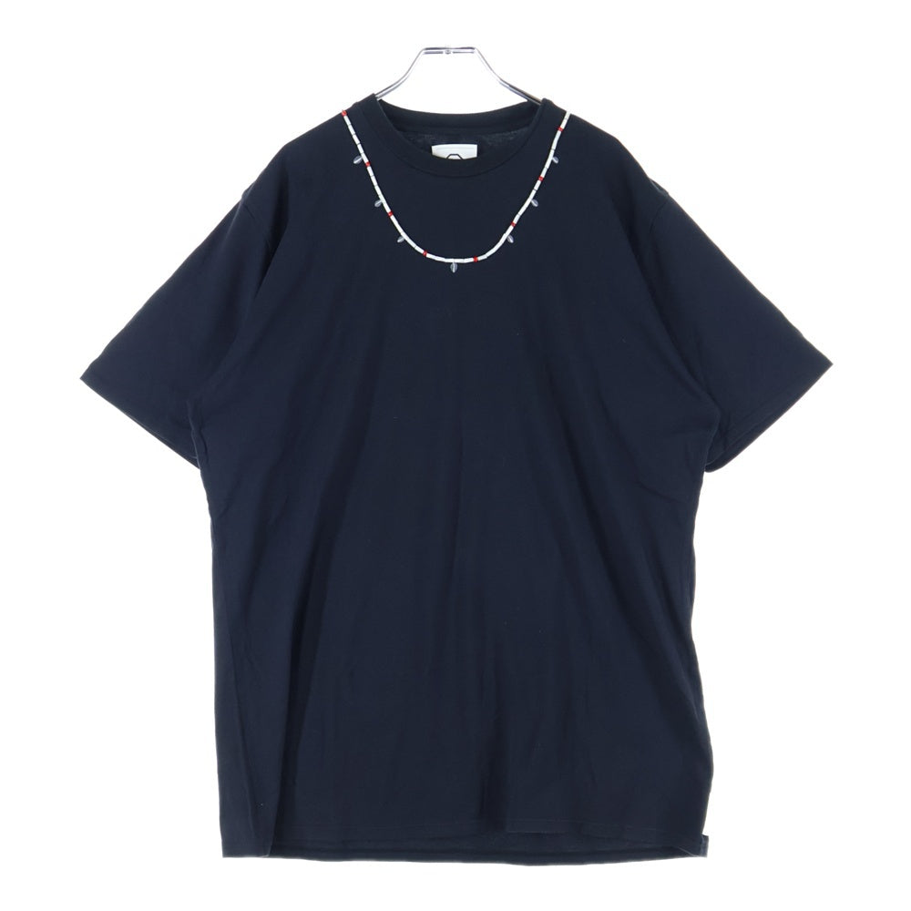VISVIM(ヴィスヴィム) 00s 初期 ビーズT 赤ビーズ パイプビーズ ホワイトハーツ ゴローズネックレスプリント クルーネック 半袖Tシャツ カットソー ブラック