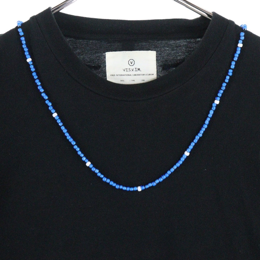 VISVIM(ヴィスヴィム) 00s 初期 ビーズT 青ビーズ ホワイトハーツ ネックレスプリント クルーネック 半袖Tシャツ カットソー ブラック