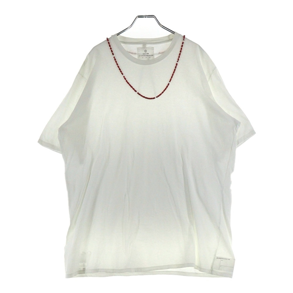 VISVIM(ヴィスヴィム) 00s 初期 ビーズT 赤ビーズ ホワイトハーツ ネックレスプリント クルーネック 半袖Tシャツ カットソー ホワイト