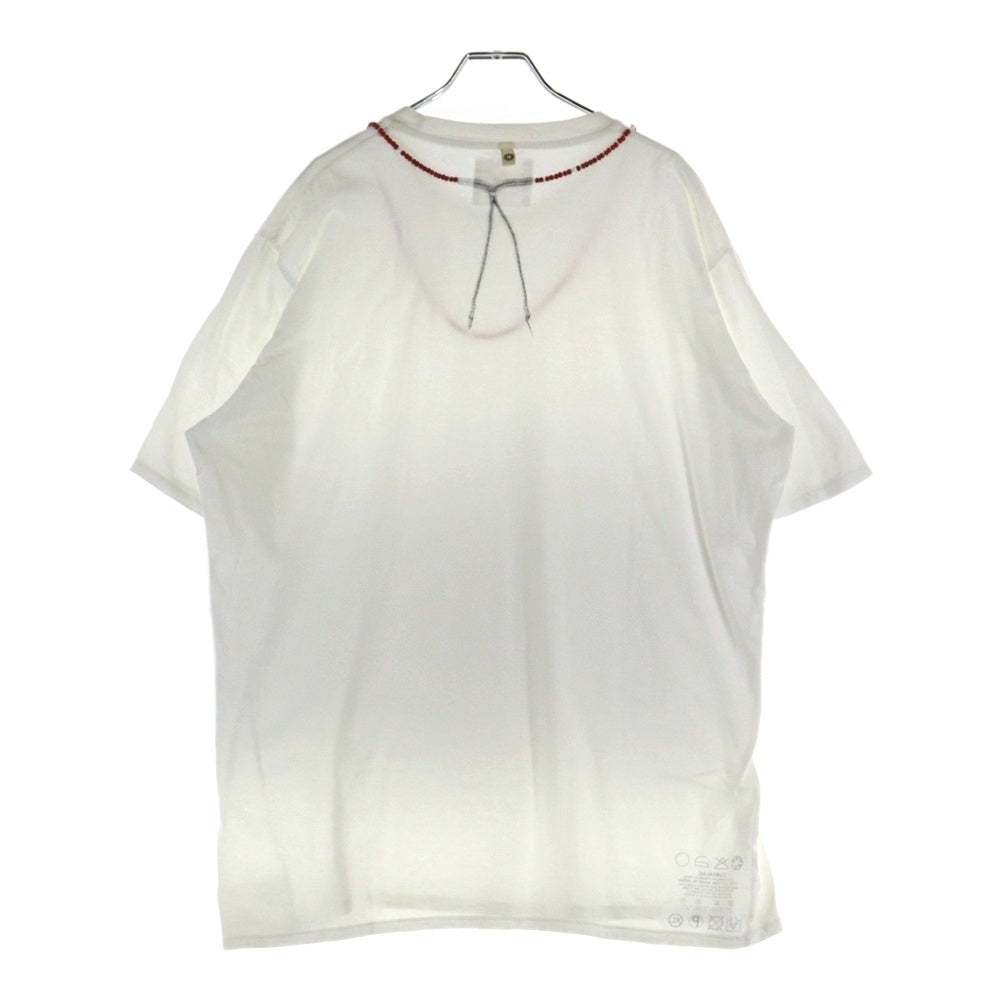 VISVIM(ヴィスヴィム) 00s 初期 ビーズT 赤ビーズ ホワイトハーツ ネックレスプリント クルーネック 半袖Tシャツ カットソー ホワイト