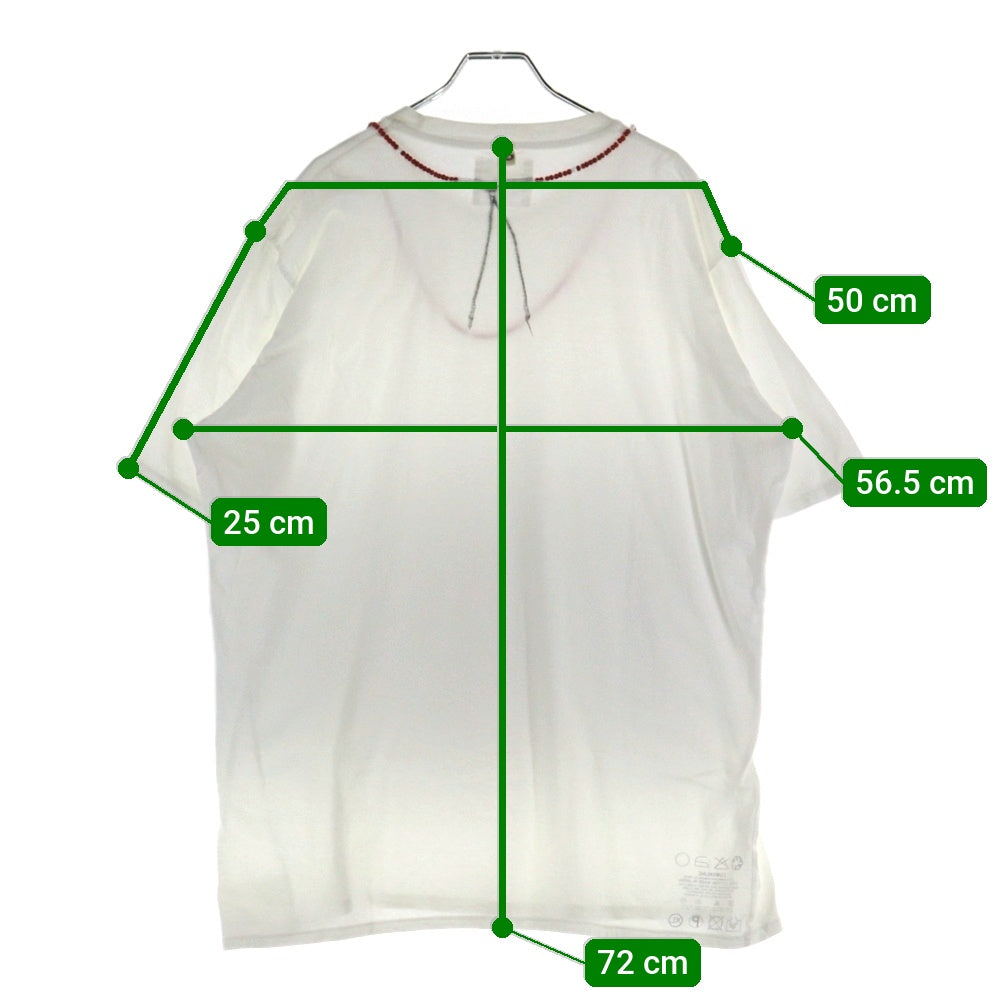 VISVIM(ヴィスヴィム) 00s 初期 ビーズT 赤ビーズ ホワイトハーツ ネックレスプリント クルーネック 半袖Tシャツ カットソー ホワイト