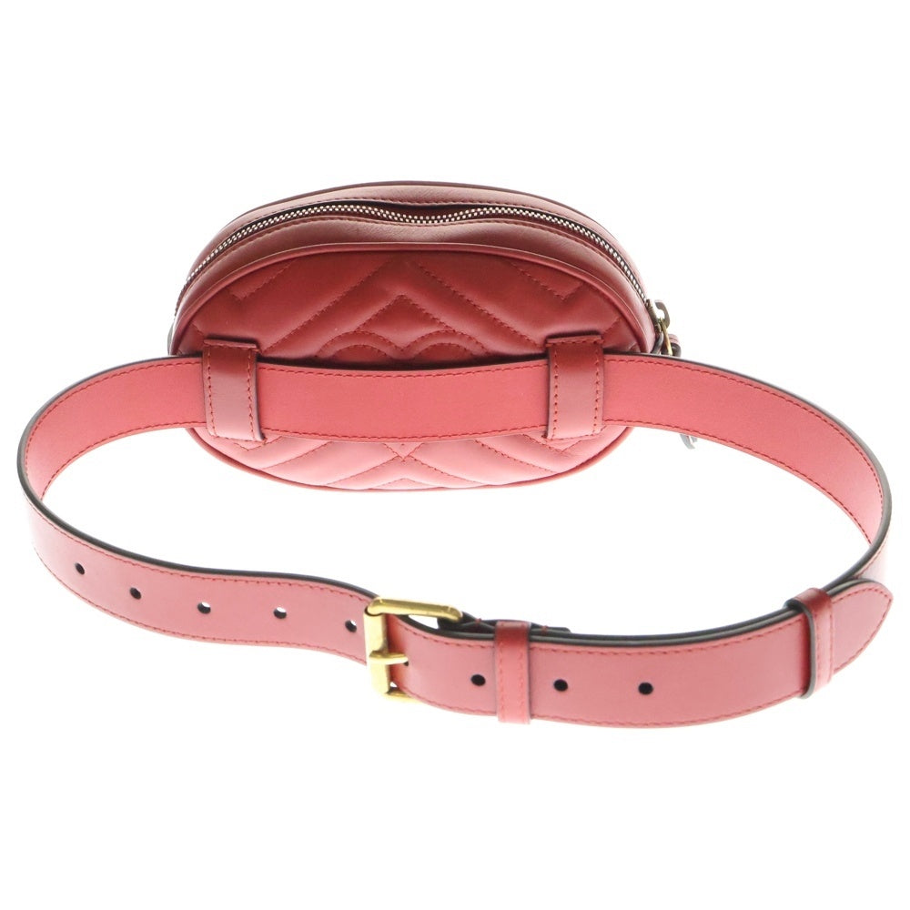 GUCCI(グッチ) GGマーモント キルティング ベルト ウエストバッグ ポーチ レッド 476434 493075