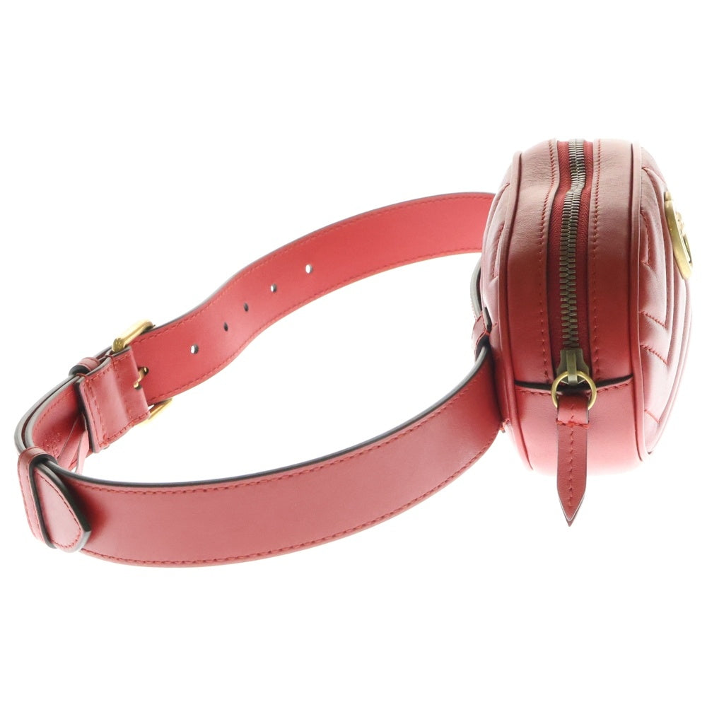 GUCCI(グッチ) GGマーモント キルティング ベルト ウエストバッグ ポーチ レッド 476434 493075