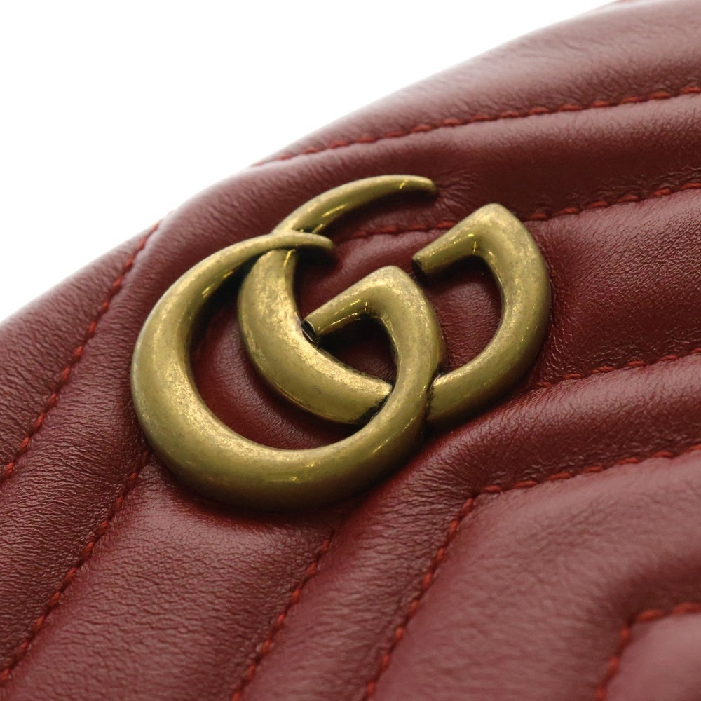 GUCCI(グッチ) GGマーモント キルティング ベルト ウエストバッグ ポーチ レッド 476434 493075
