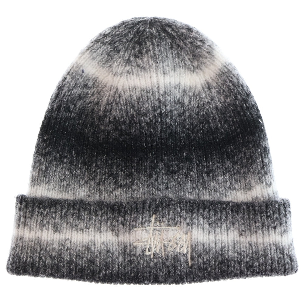 STUSSY(ステューシー) CUFF BEANIE KNIT STRIPE ビーニー ブラック