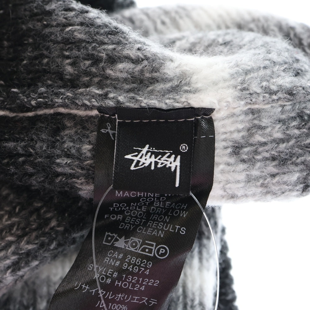 STUSSY(ステューシー) CUFF BEANIE KNIT STRIPE ビーニー ブラック