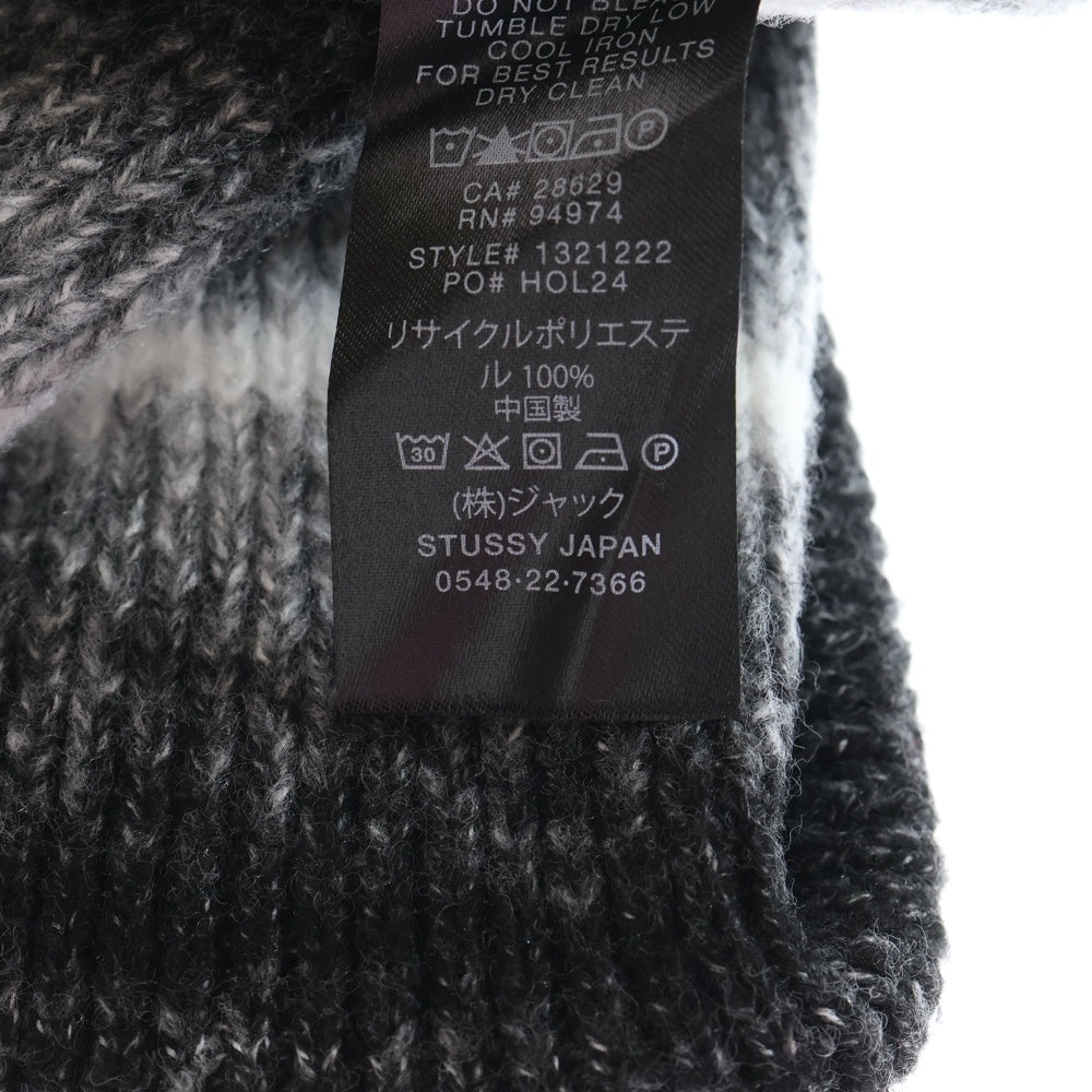 STUSSY(ステューシー) CUFF BEANIE KNIT STRIPE ビーニー ブラック