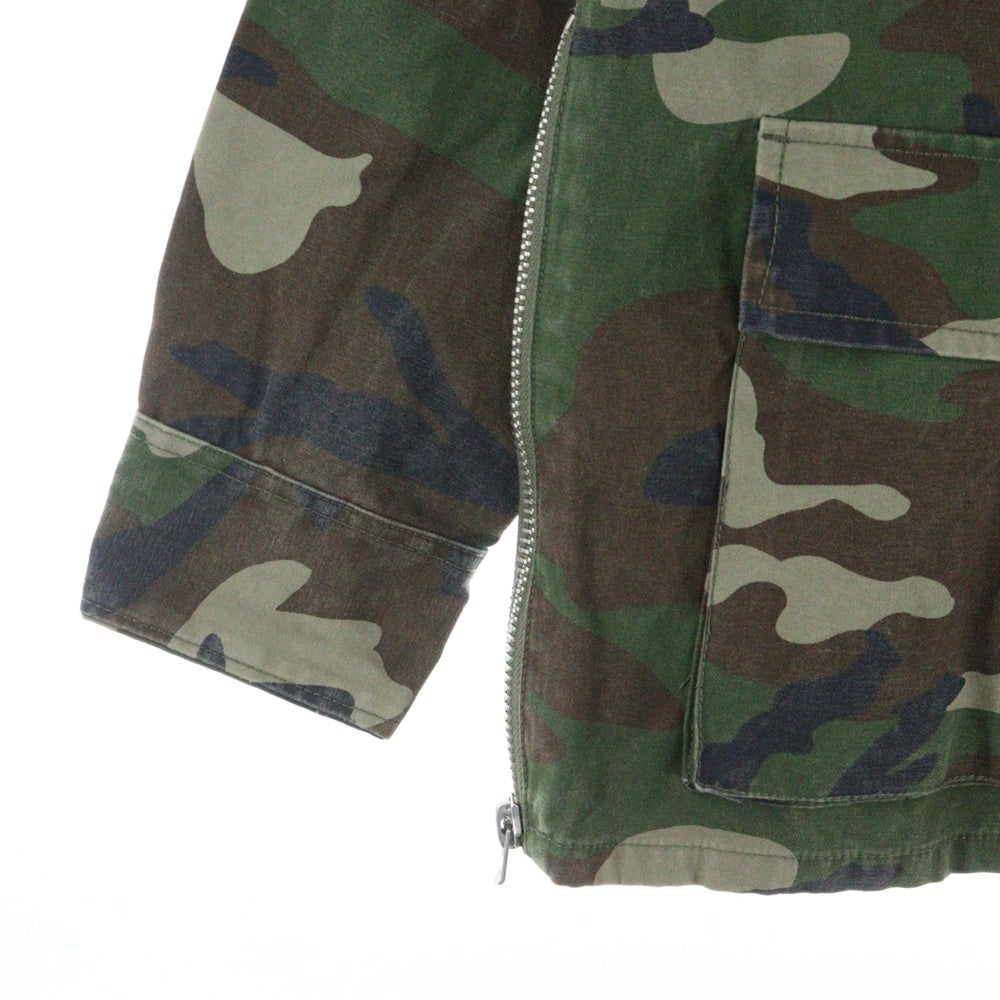 ESSENTIALS FEAR OF GOD(エッセンシャル フィアオブゴッド) カモ柄 サイドジップ コットン ミリタリージャケット カーキ