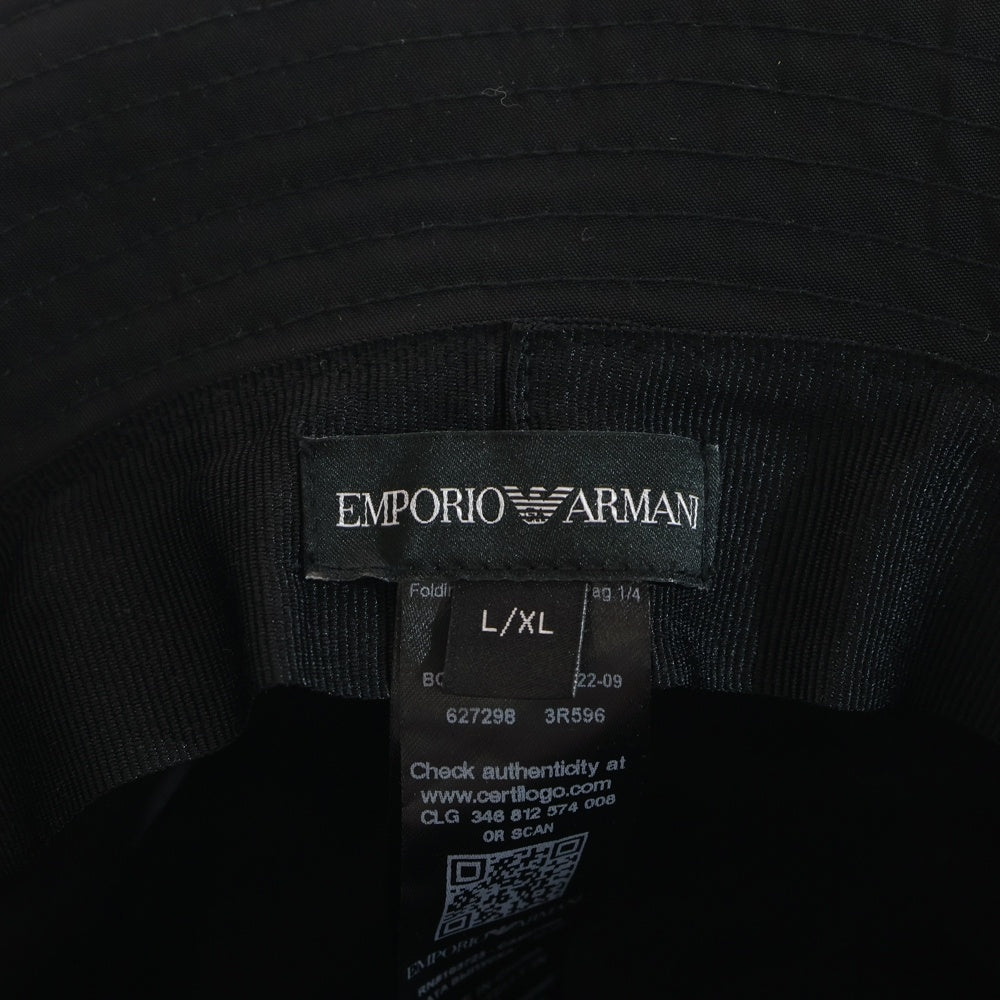 EMPORIO ARMANI(エンポリオアルマーニ) ロゴプリント バケットハット ブラック BQHA01