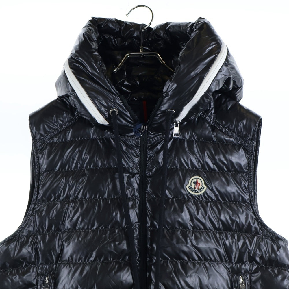 MONCLER(モンクレール) 23SS AKAISHI GILET メタリックナイロン ダウンベスト フーディー ブラック I10911A00059 596J9
