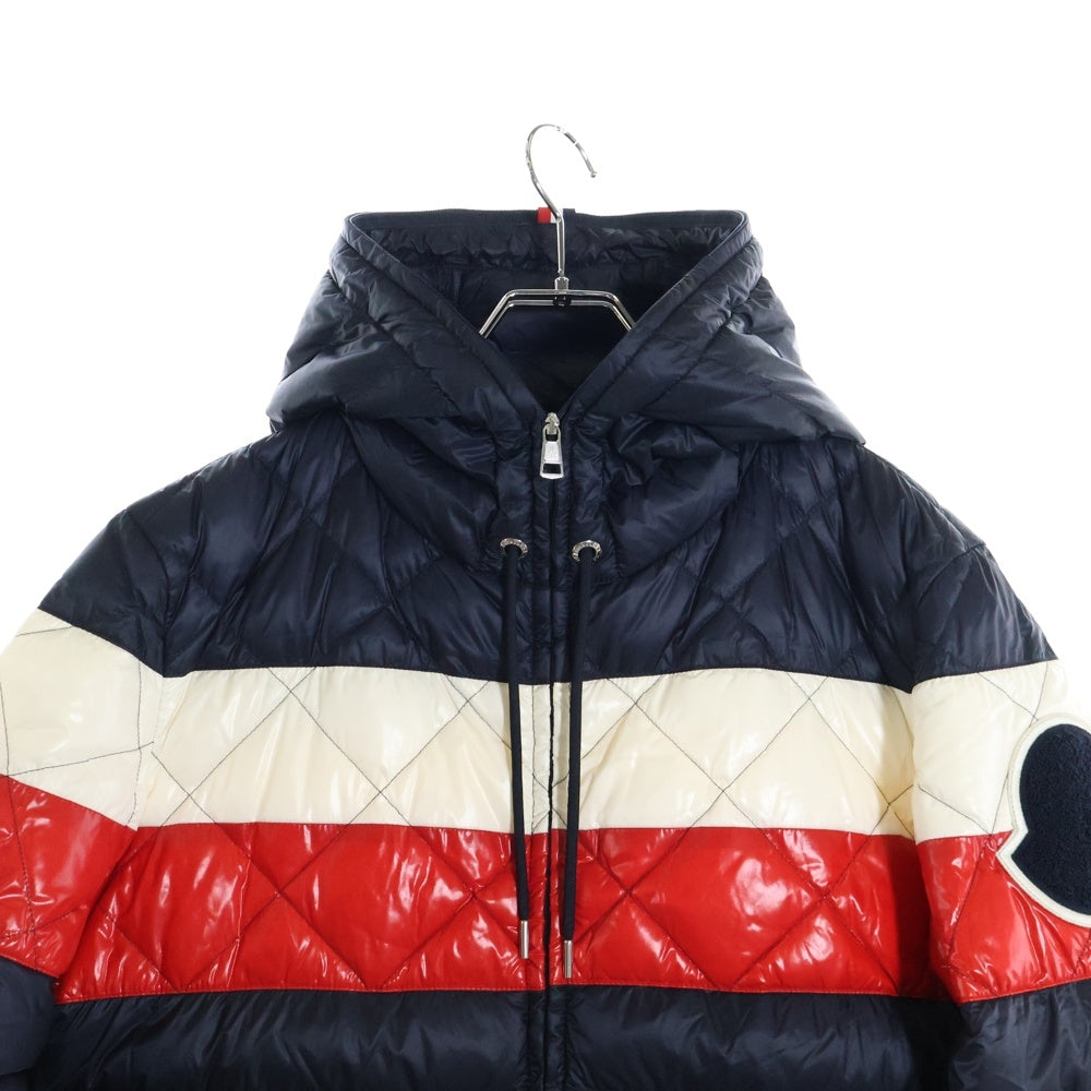 MONCLER(モンクレール) 19SS GAUDIN GIUBBOTTO ゴーダン トリコロール フルジップアップ ナイロン ダウンジャケット フーディー ネイビー E10914135394 53279