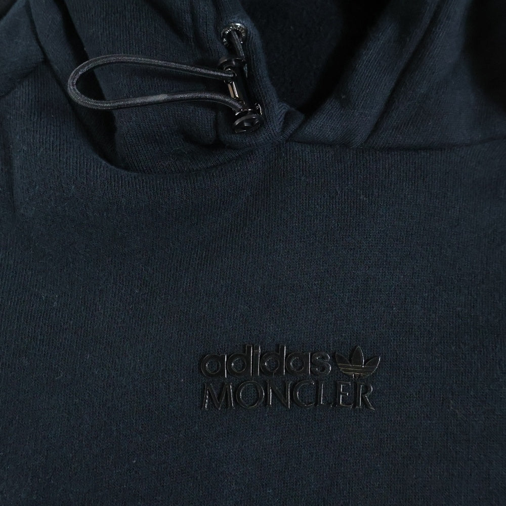 MONCLER(モンクレール) 23AW × adidas GENIIUS HOODIE アディダス ジーニアス ナイロン切り替え プルオーバースウェットパーカー フーディー ブラック I209S8G00004 M2292