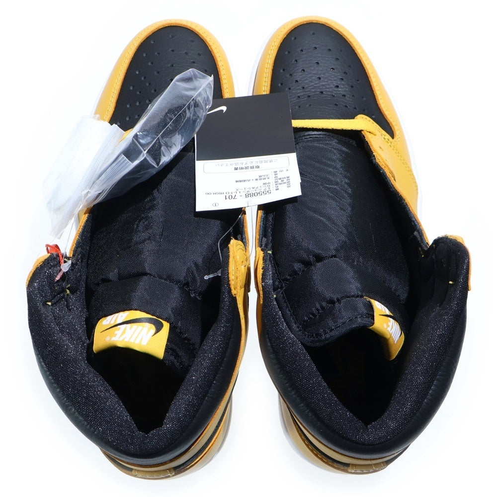 NIKE(ナイキ) AIR JORDAN1 RETRO HIGH OG POLLEN エアジョーダン 1 レトロ パラン ハイカットスニーカー ブラック/イエロー US9.5/27.5cm 555088-701
