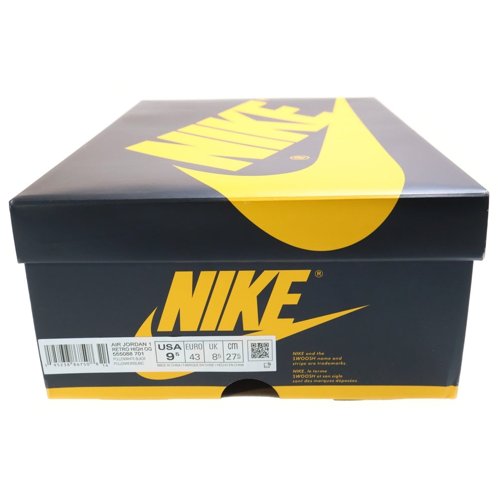NIKE(ナイキ) AIR JORDAN1 RETRO HIGH OG POLLEN エアジョーダン 1 レトロ パラン ハイカットスニーカー ブラック/イエロー US9.5/27.5cm 555088-701