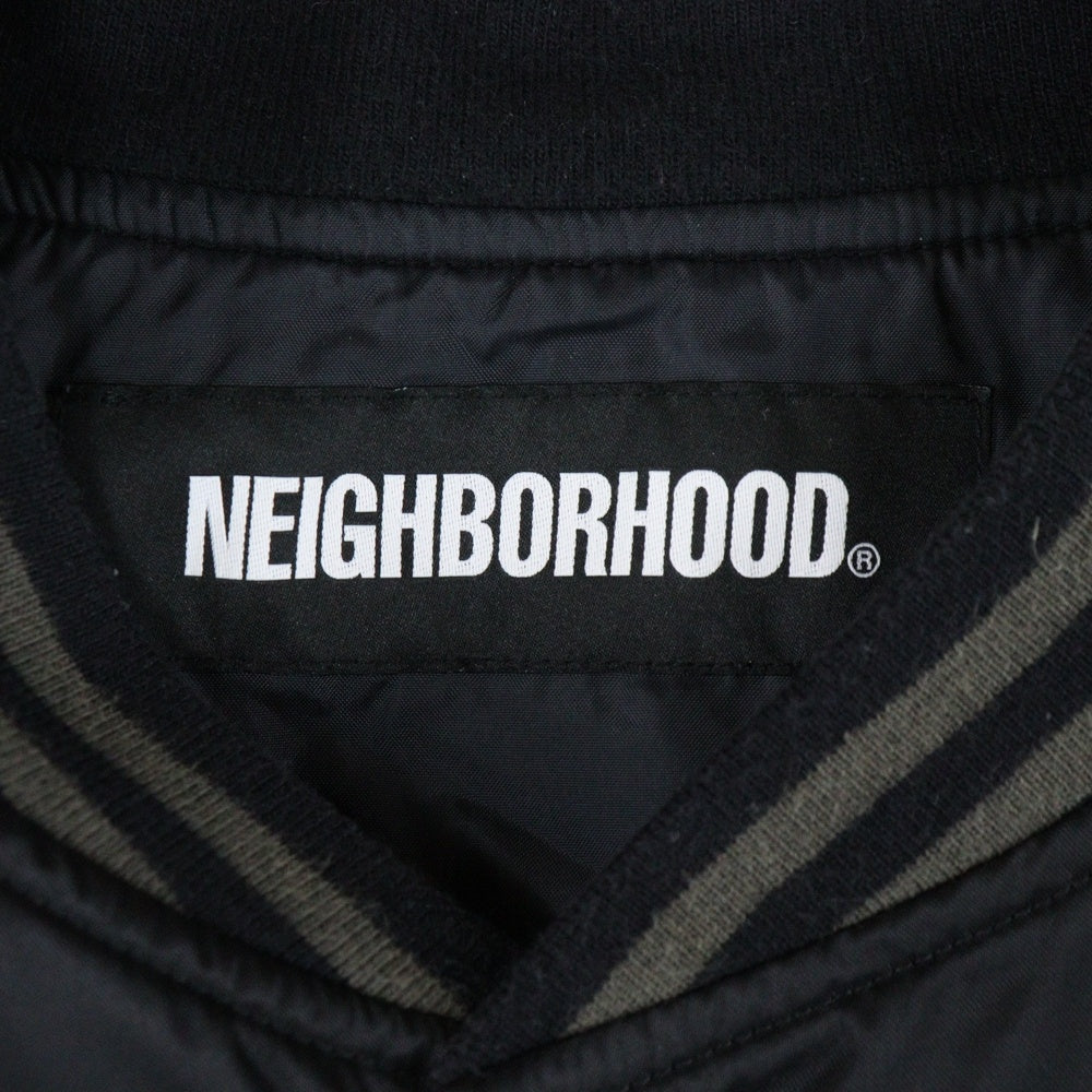 NEIGHBORHOOD(ネイバーフッド) 22SS ロゴ刺繍 サテン ナイロンジャケット ブルゾン ブラック 221TSNH-JKM08