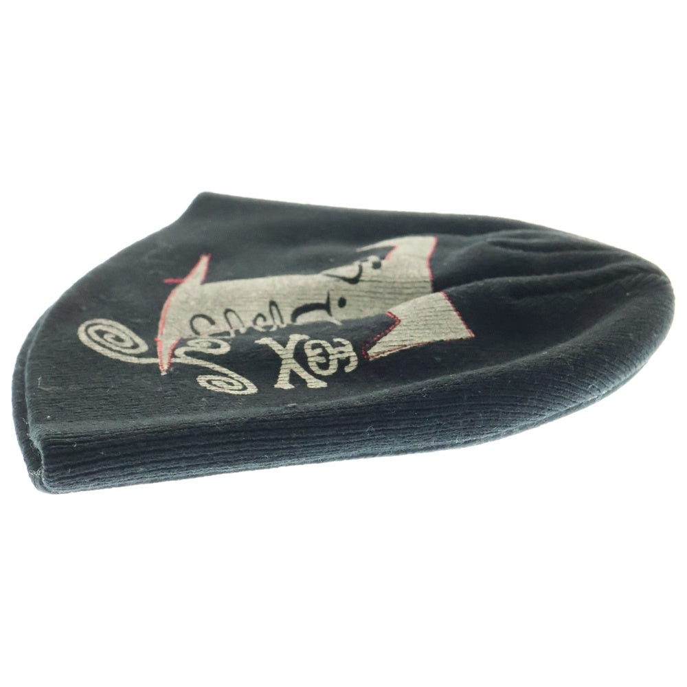 STUSSY(ステューシー) 00s OLD STUSSY オールドステューシー 銀タグ グラフィックプリント ニットビーニー 帽子 ブラック