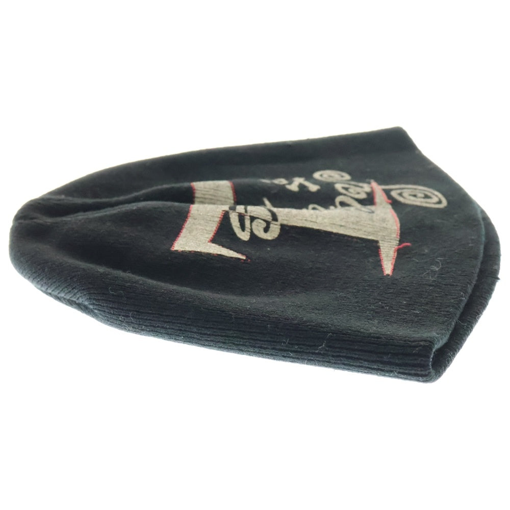 STUSSY(ステューシー) 00s OLD STUSSY オールドステューシー 銀タグ グラフィックプリント ニットビーニー 帽子 ブラック