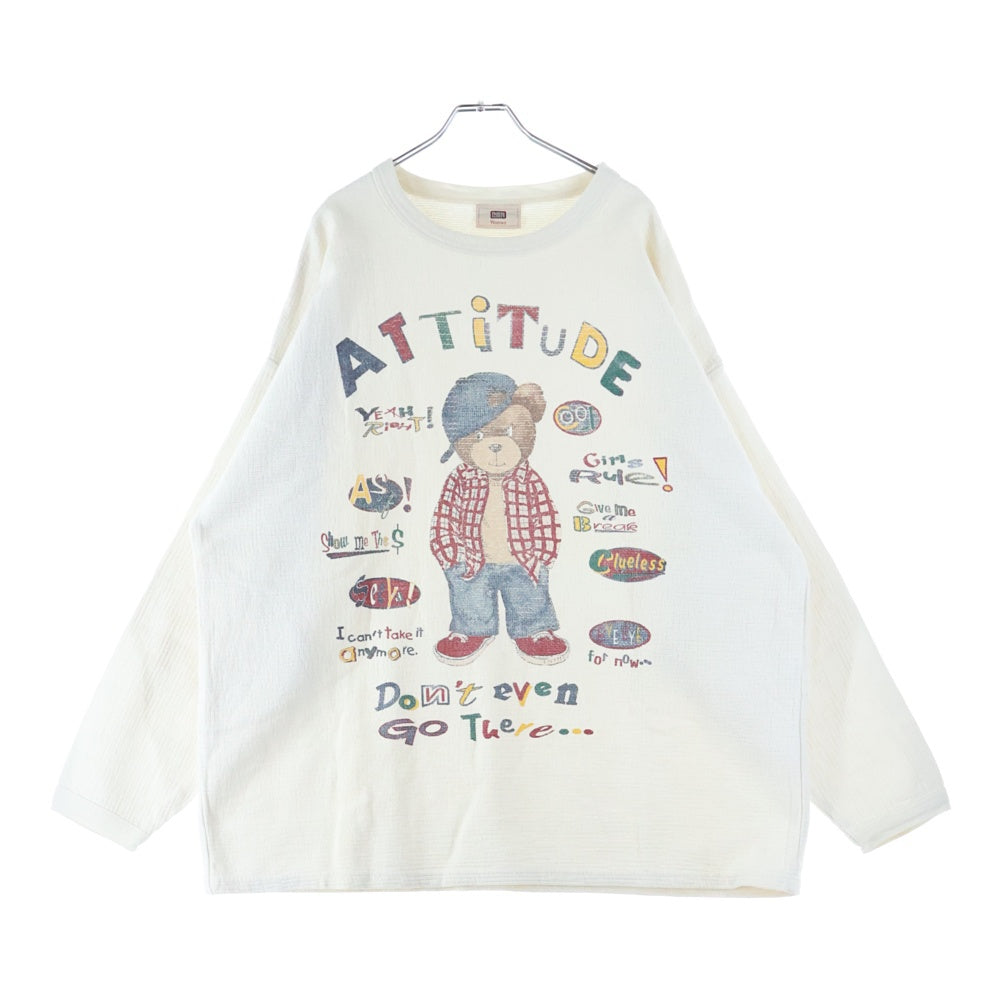 VINTAGE(ヴィンテージ) 90s Feded Glory クマ プリント クルーネック コットントレーナー レディース ホワイト