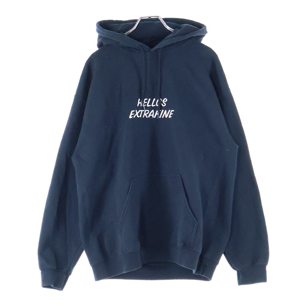 NO BRAND(ノーブランド) HELLOWS EXTRAFINE ハローズエクストラファイン フロントロゴ 刺繍 プルオーバーパーカー フーディ ブラック